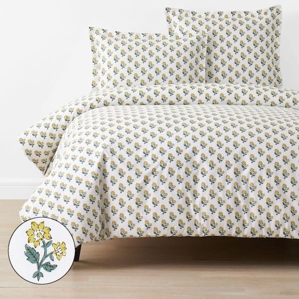 Company Cotton Suhana Garment Wash Yellow King/California King Cotton Percale Duvet Cover