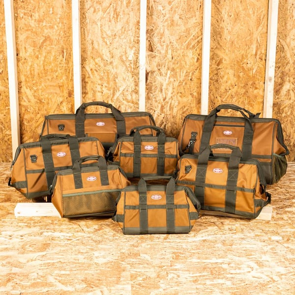 BUCKET BOSS Gatemouth 24 in. Tool Bag in Brown and Green with 36