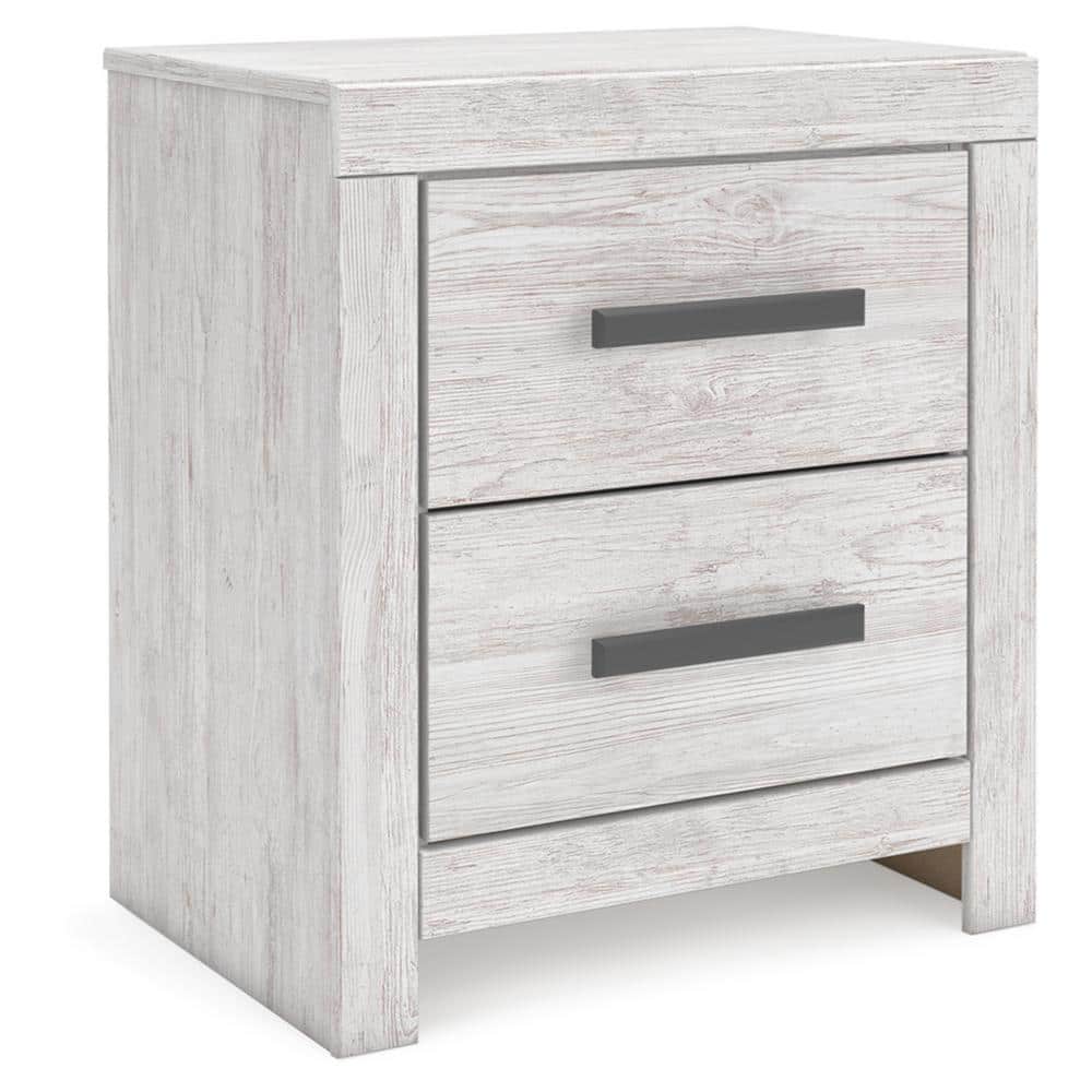 Whitewash Transitional 2-Drawer Nightstand