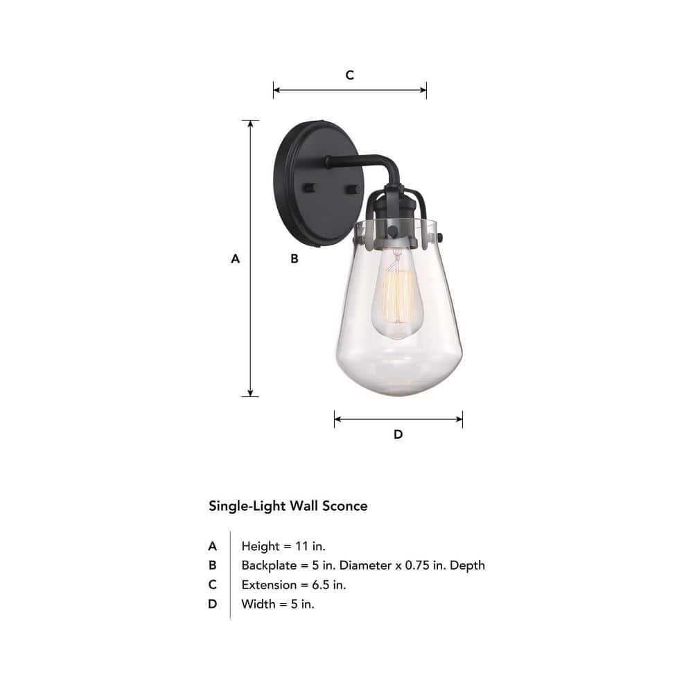 Elliott 11'' Matte Black Dimmable Direct Wired Wall Sconce