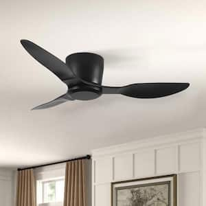 40 in. Matte Black Flush Mount Ceiling Fan without light, 3 Reversible Blades, with 6 Speeds Reversible DC Motor