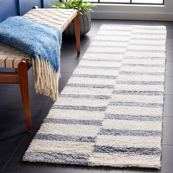Vermont 2 ft. x 8 ft. Ivory/Gray Check Runner Rug