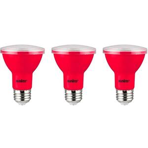 50-Watt Equivalent PAR20 Red Recessed Reflector Party LED Light Bulb with Medium E26 Base (3-Pack)