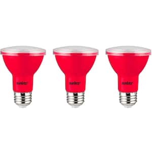 50-Watt Equivalent PAR20 Red Recessed Reflector Party LED Light Bulb with Medium E26 Base (3-Pack)
