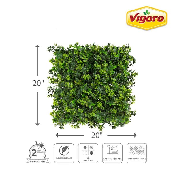 2 in. Green Artificial Mix Leaf 20 in. x 20 in. Foliage Panel (2-Piece)