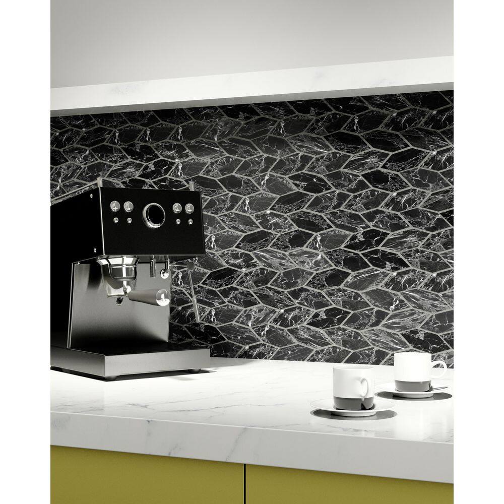 Pebble Dark Gray Natural Stone Hexagon Mosaic Tile