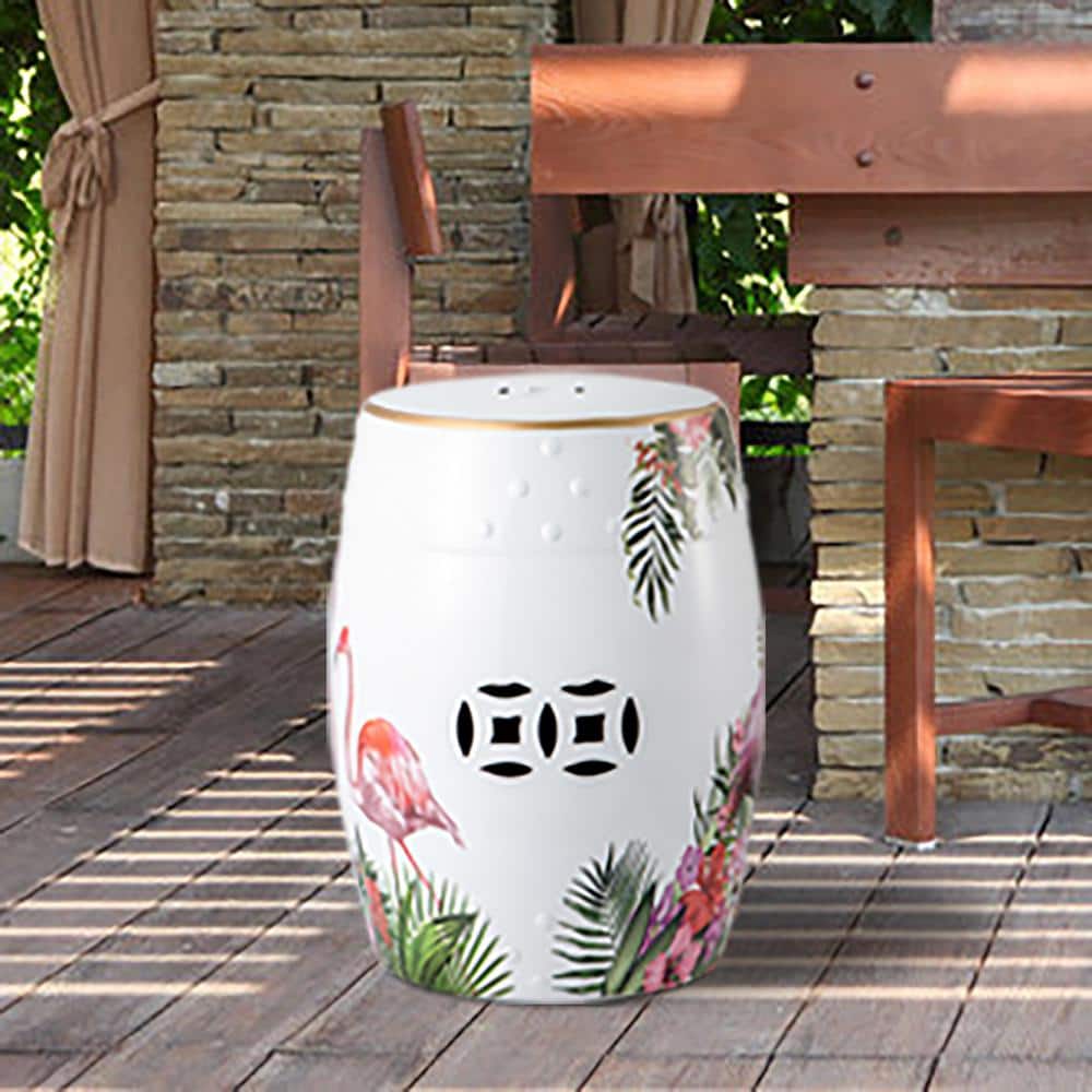 Animal Patterns White Ceramic Garden Stool Ceramic Decorative