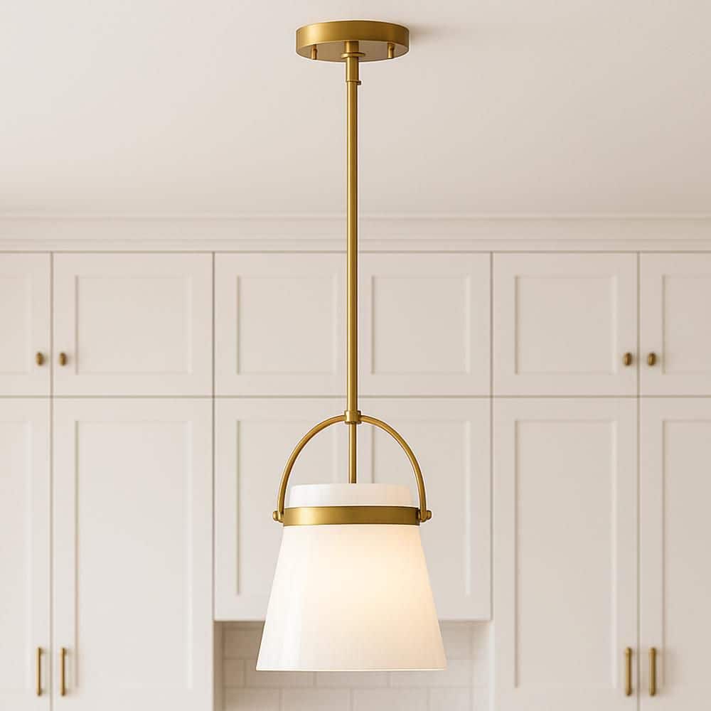 LARK Tori Lacquered Brass+ Cased Opal Glass Pendant Light 83053LCB