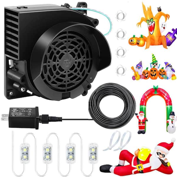 12V Mini Air Blower Fan Replacement with 1. 5A Adapter and 3 LED Bulbs for Outdoor Yard Inflatable Decorations (1-Pack)