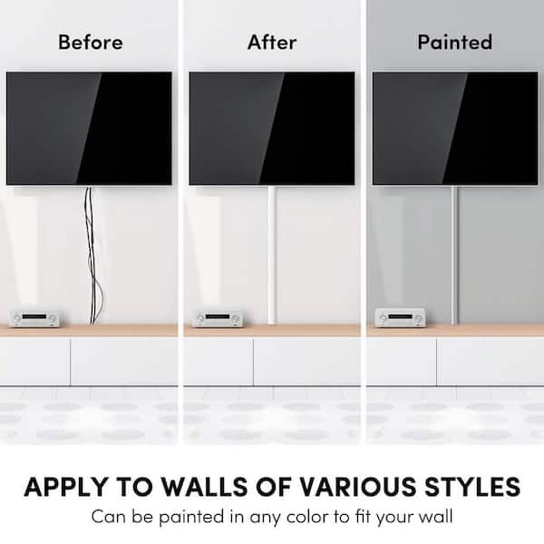306 in White Cord Hider Wall Cable Cover Raceway Kit, Paintable Cable Concealer for TV Wires and Home Office