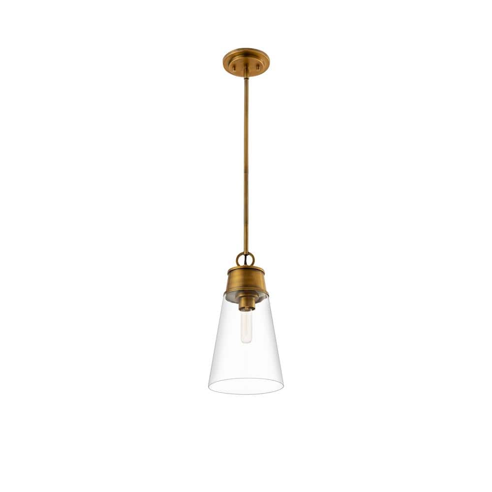 Wentworth Rubbed Brass and Glass Mini Pendant Light