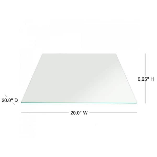 20 in. Clear Square Glass Table Top 1/4 in. Thick Flat Polish Tempered Eased Corners