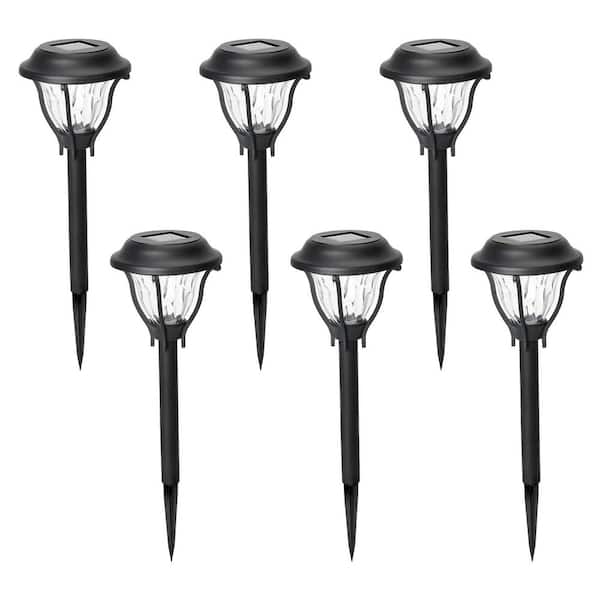 GIGALUMI Solar Powered Black Integrated LED Path Light with Waterproof(6-Pack)