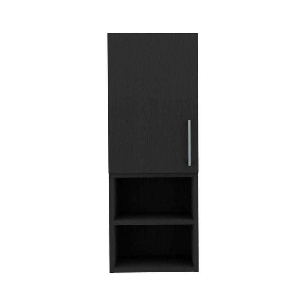 11.8 in. W x 31.5 in. H Rectangular Black Surface Mount Medicine Cabinet wi