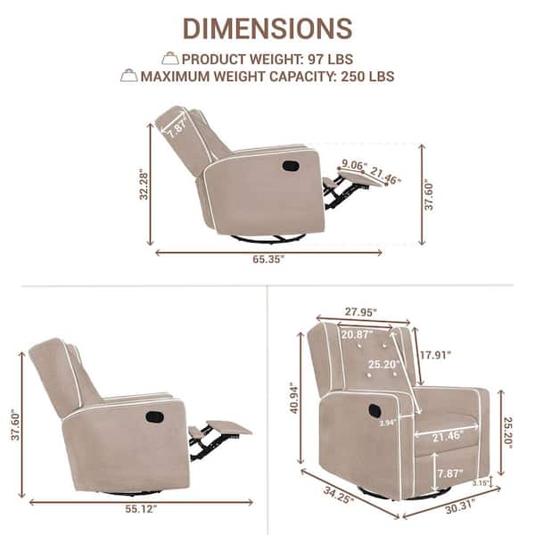 HOMESTOCK Mocha, Microfiber Swivel Glider Recliner Rocker, Nursery