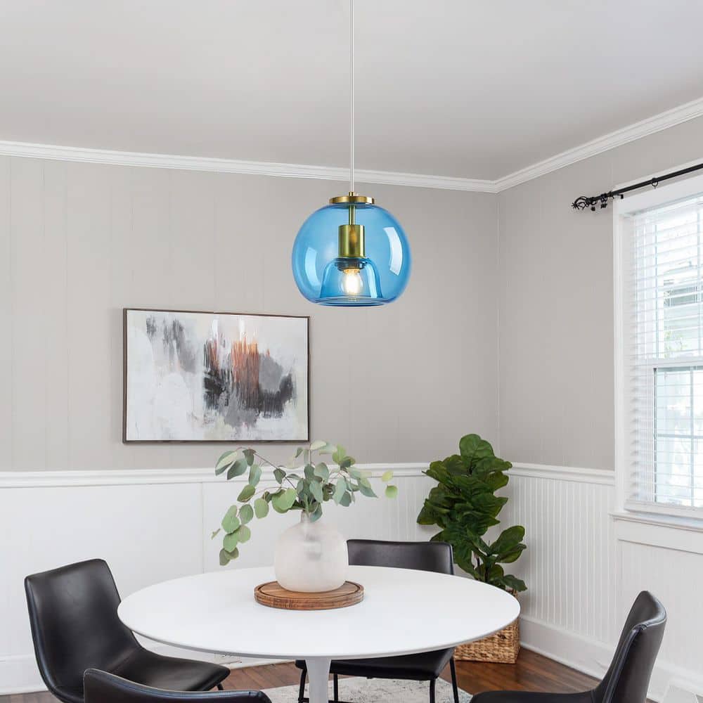 Home Lighting 60-Watt 2-Light LightBlueB Glass Modern Pendant Light Kitchen Island Gold Hanging Light price history on PriceWatchPro