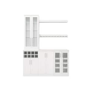 Home Bar 21 in. White Cabinet Set (7-Piece)