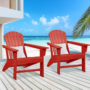 Classic Composite Outdoor Adirondack Chair, All-Weather Resistant Deck Lounge Chair with Ergonomic Design (set of 2)