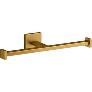 Square Double Toilet Paper Holder in Vibrant Brushed Moderne Brass
