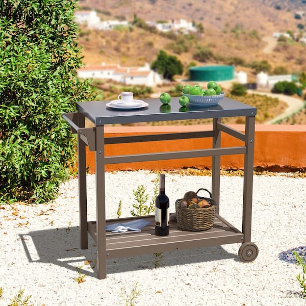 outdoor table with stainless steel top