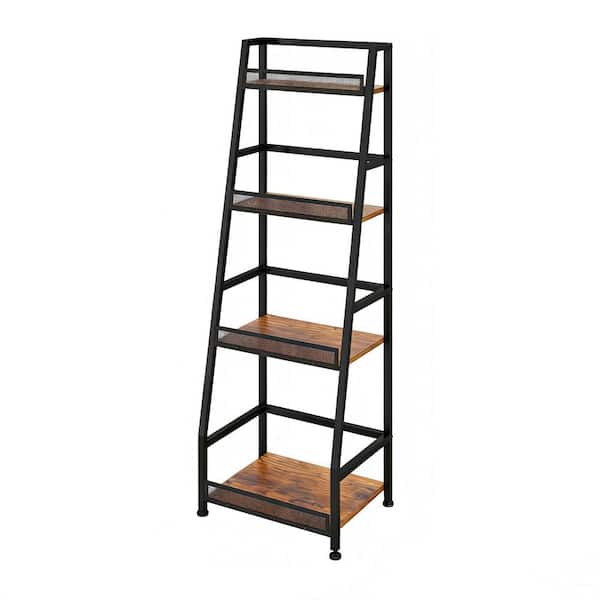 15.55 in. 4-Tier 40-Bottle Trapezoid Stepped Liquor Stand, Corner Wine Bottle Display Stand and Wine Rack for Home,Brown