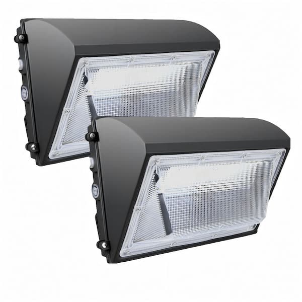 Bieuoram 1000- Watt-Equivalent 120-277Volt Integrated LED Bronze Dusk to Dawn Wall Pack Light, 5000K 18000LM, IP65（2Pack）