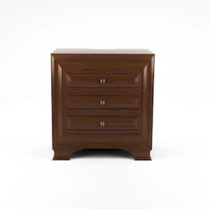 Liam 3-Drawer Brown Cherry Nightstand