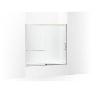 Elate 56-60 in. W x 57 in. H Sliding Frameless Tub Door in Anodized Matte Nickel with Crystal Clear Glass