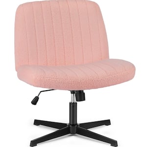 Beatriz Boucle Fabric Lambskin Sherpa Adjustable Height Ergonomic Task Chair in Pink with Criss Cross Chair Legged