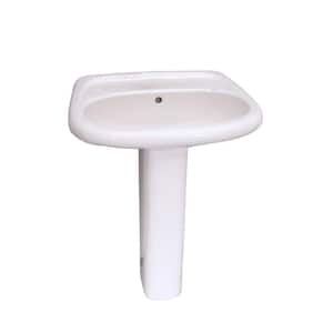 Flora 24 in. Pedestal Combo Bathroom Sink for 8 in. Widespread in White