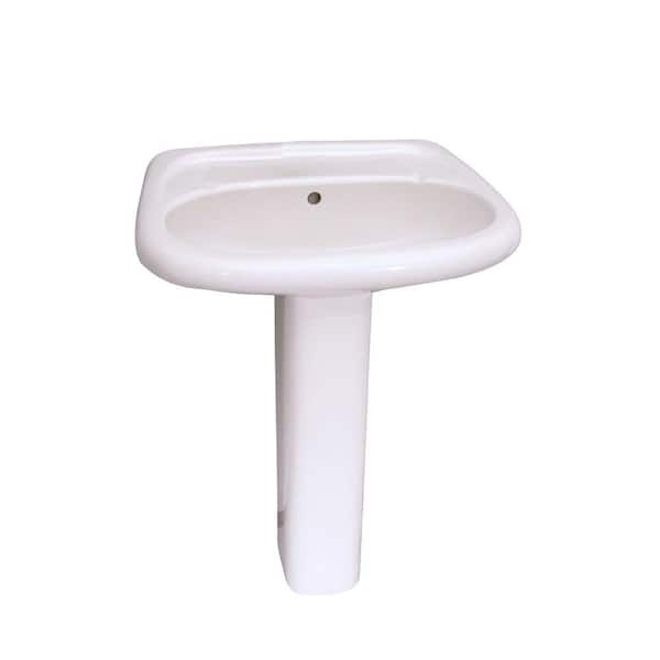 Barclay Products Flora 24 in. Pedestal Combo Bathroom Sink for 8 in. Widespread in White