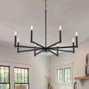 Galea 8-Light Linear Candle Style Classic Black Chandelier