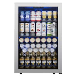 21.1 in. Single Zone 182-Cans Beverage Cooler Freestanding/Countertop Refrigerator Adjustable Shelves in Stainless Steel