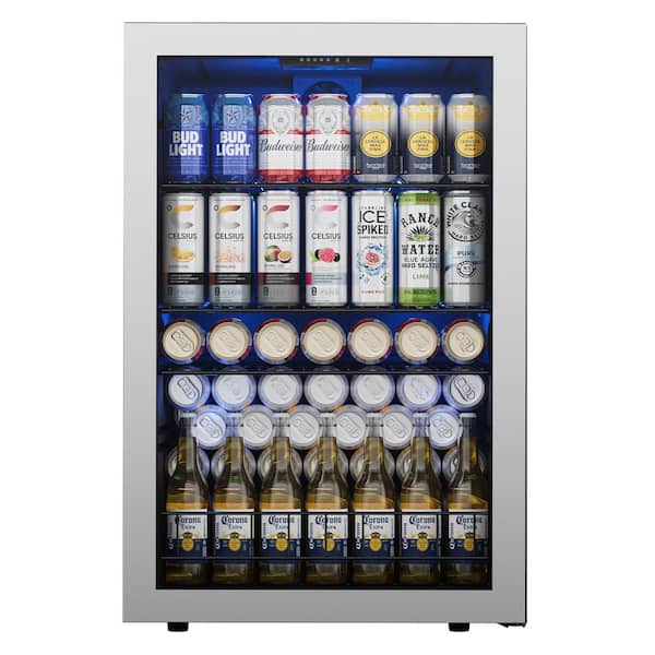 Ca'Lefort 21.1 in. Single Zone 182-Cans Beverage Cooler Freestanding/Countertop Refrigerator Adjustable Shelves in Stainless Steel