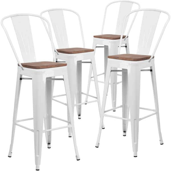 Carnegy Avenue 30.25 in. White Bar Stool (4-Pack)