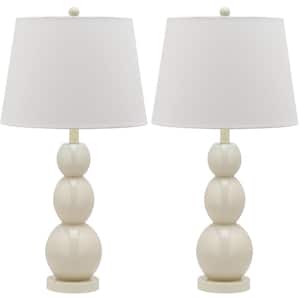 Jayne 27.5 in. Light Grey Three Sphere Glass Table Lamp with White Shade (Set of 2)