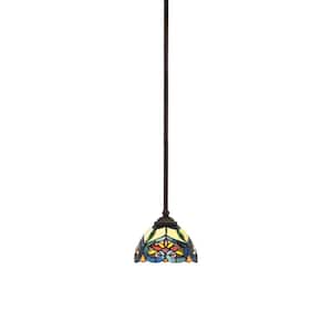 Clevelend 100-Watt 1-Light Brown Pendant Mini Pendant Light with Pavo Art Glass Shade and Light Bulb Not Included