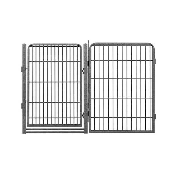 Misopily 32 in. Metal Garden Fence Panels with Low Threshold Gate, Decorative Outdoor Barrier Outdoor 22 ft. Length