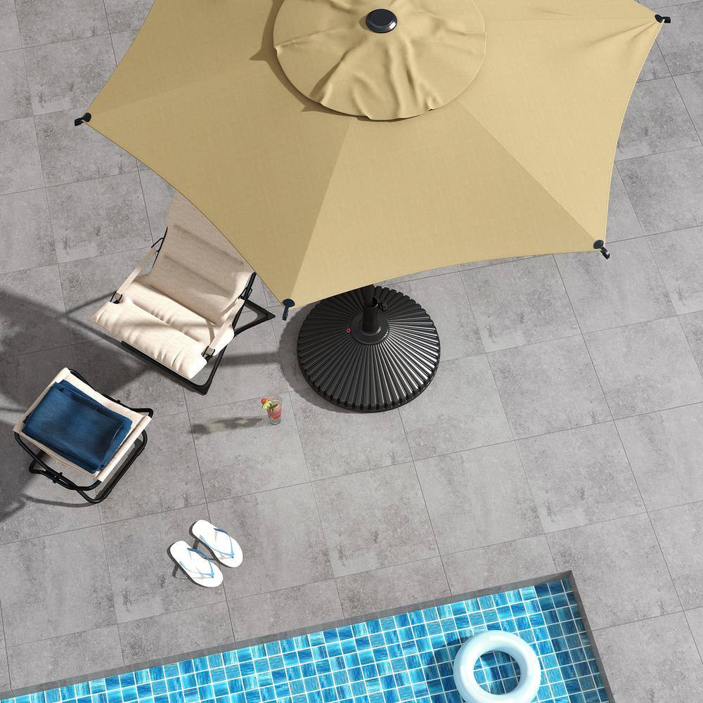 Lyon 7.5ft Brown Polyester Market Umbrella with Charcoal Steel Frame