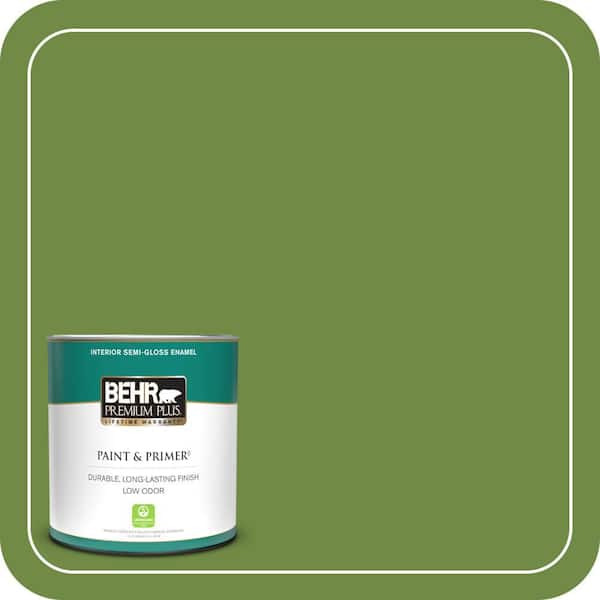 BEHR PREMIUM PLUS 1 qt. #S-H-420 Shamrock Semi-Gloss Enamel Low Odor Interior Paint & Primer