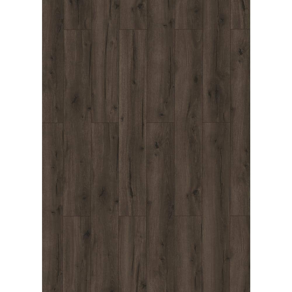 Lifeproof Take Home Sample - Gilmer Ridge Oak 7 in. x 7.56 in. Waterproof Resilient Luxury Vinyl Plank Flooring, Dark