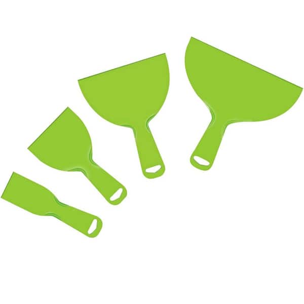 KIWDZFU Plastic Putty Knife Set Flexible Paint Scraper Tools for Spackling Wallpaper and DIY Projects 4-Pack