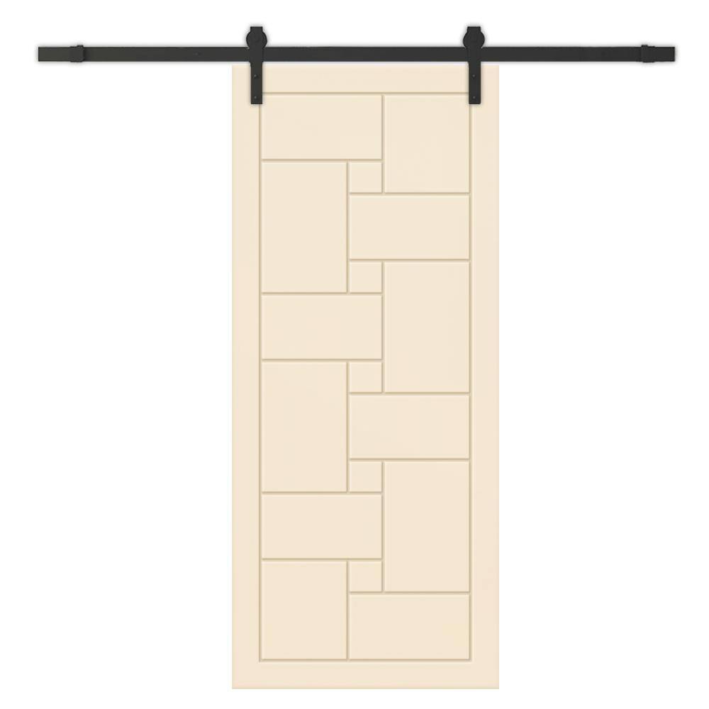 24 in. x 84 in. Beige Painted Composite MDF Paneled Interior Sliding Barn Door with Hardware Kit price history on PriceWatchPro