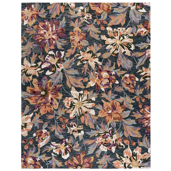 Blossom 10 ft. x 14 ft. Ivory/Plum Floral Area Rug