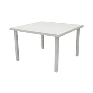 Cooper Springs White Square Metal Slatted Top Outdoor Dining Table