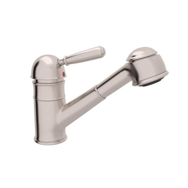 ROHL Classic Single-Handle Pull-Out Sprayer Kitchen Faucet in Satin Nickel