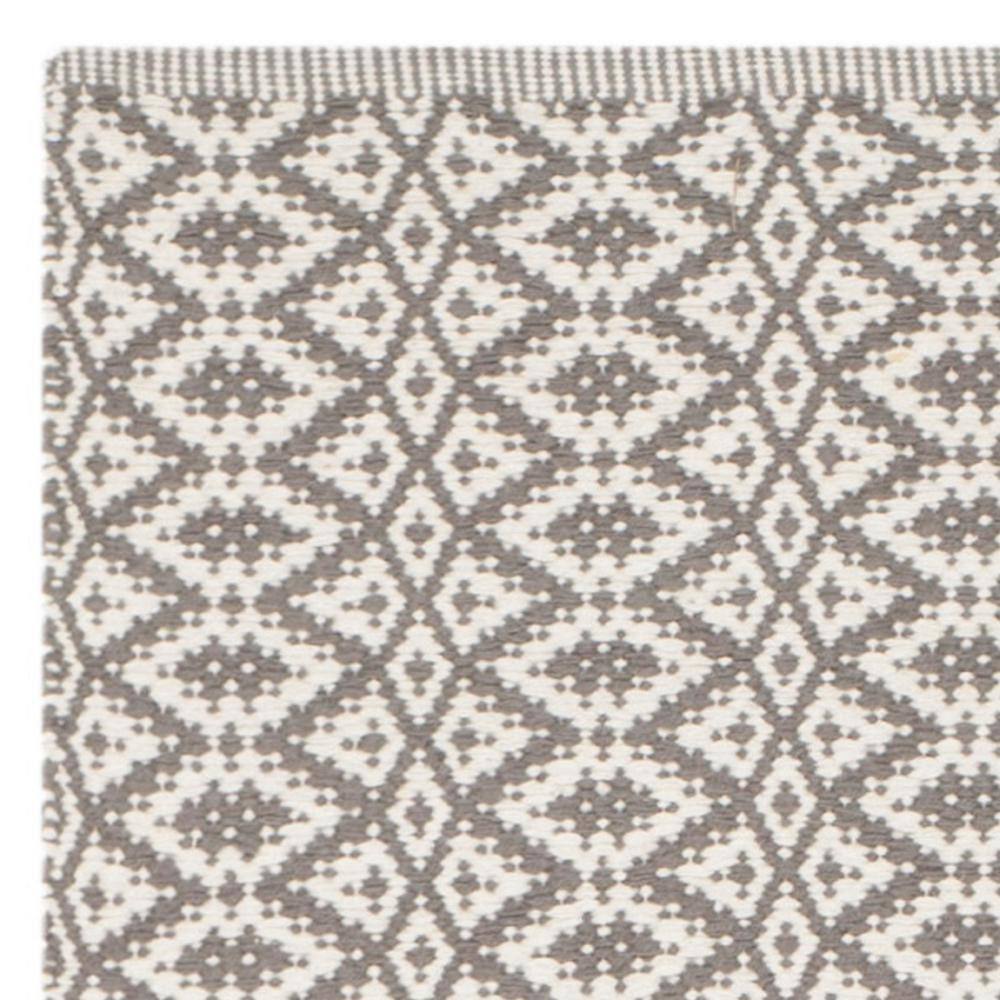 Ivory and Grey Cotton Geometric Flatweave Rug - 27" x 4"