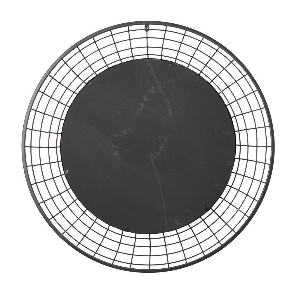 Sleek 36" Black Iron Round Wall Mirror for Industrial Elegance