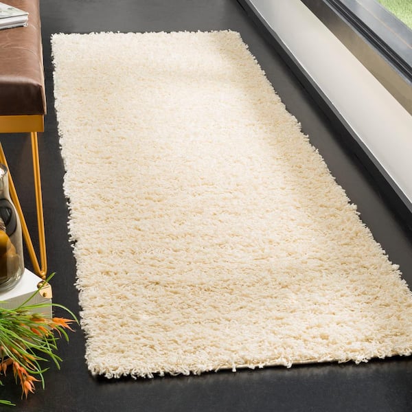 Athens Shag Ivory 2 ft. x 8 ft. Solid Runner Rug