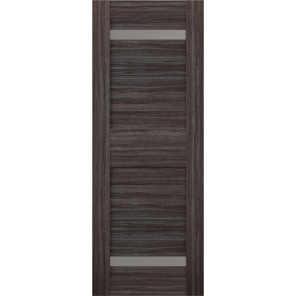 Belldinni Imma 18 in. x 80 in. No Bore Solid Core 2-Lite Frosted Glass Gray Oak Finished Wood Composite Interior Door Slab, Cold Brown/Gray Oak -  172993